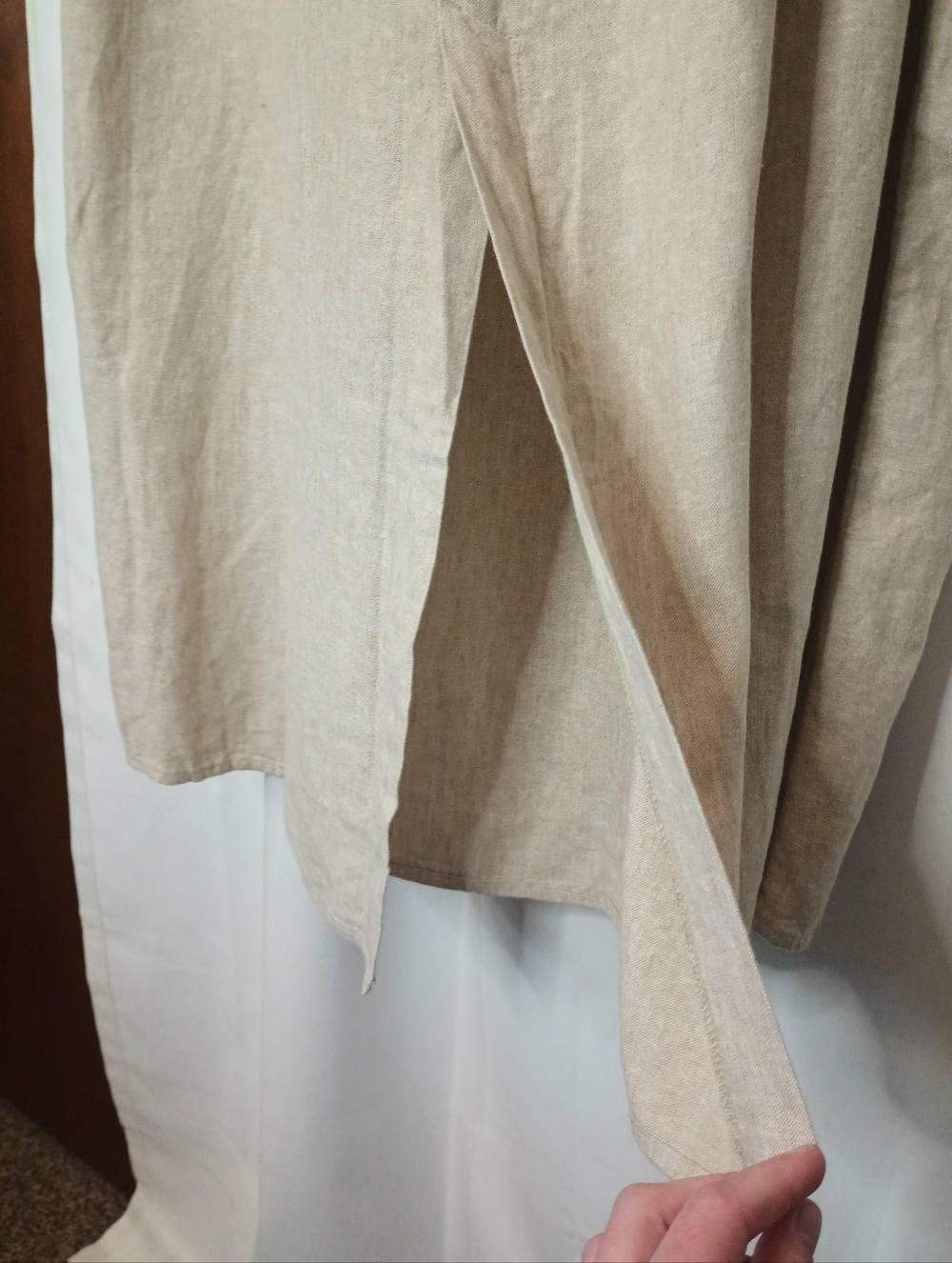 Old Navy Linen Maxi Skirt XL Natural Beige Slit Lagom Coastal Minimalist NWT - Picture 3 of 8